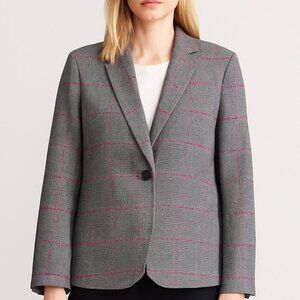 J. Crew Gray Pink Glen Plaid Single-breasted Wool Blazer Windowpane Structured
